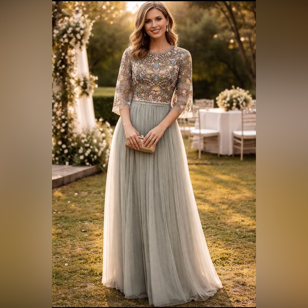 Mac Duggal Elegant Floral Embroidered DressNWT one of a kind